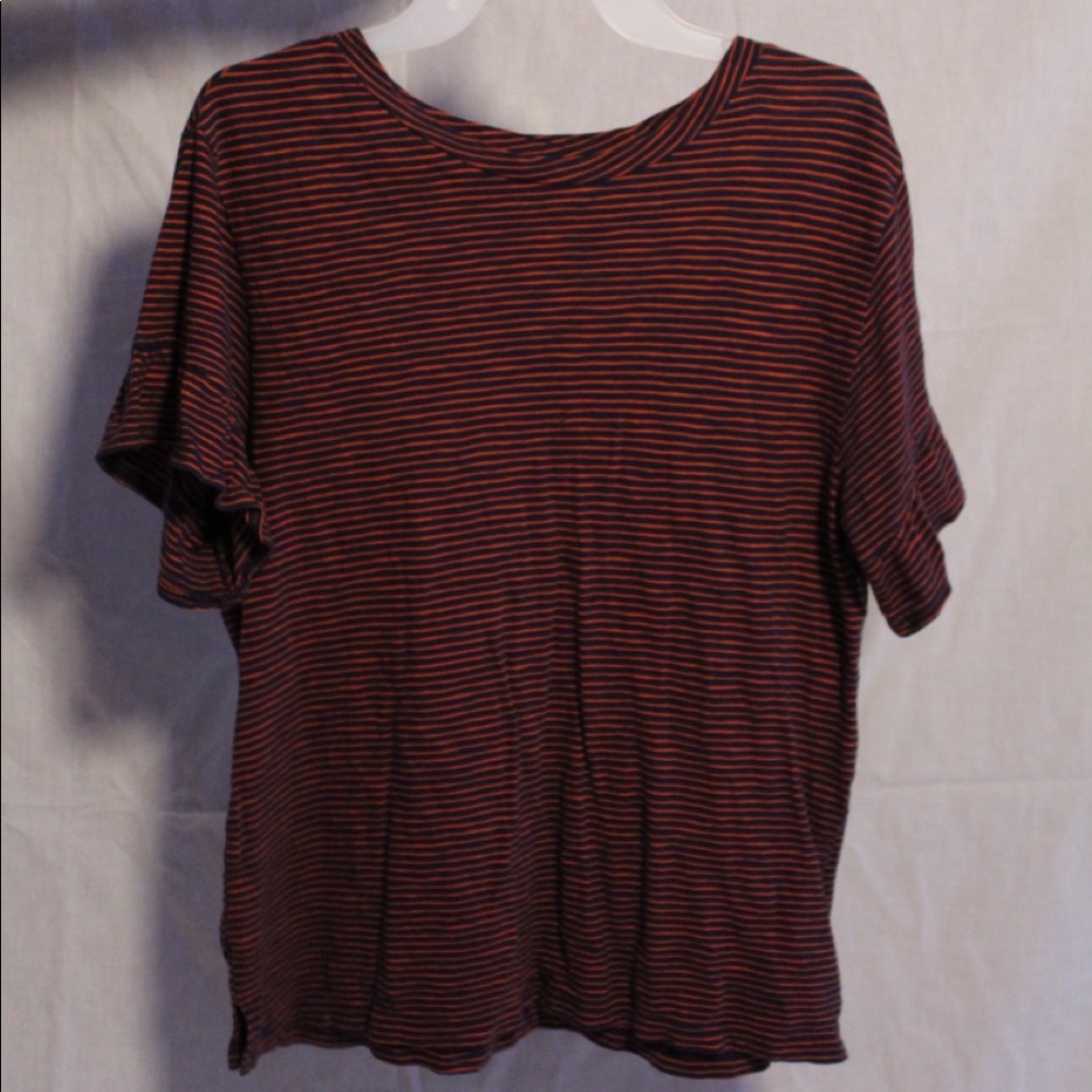Striped Ruffle Sleeve T Shirt
